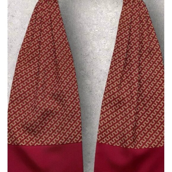 HERMÈS Silk Ascot Cravat FRANCE Red Gold Chain EUC - Picture 4 of 4